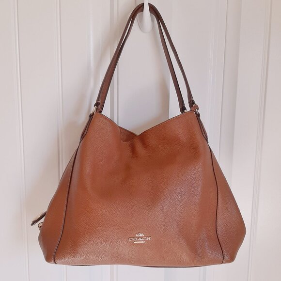 Coach Edie 31 Camel Tan Pebbled Leather Gold Tone Hardware Shoulder Bag - Picture 1 of 16